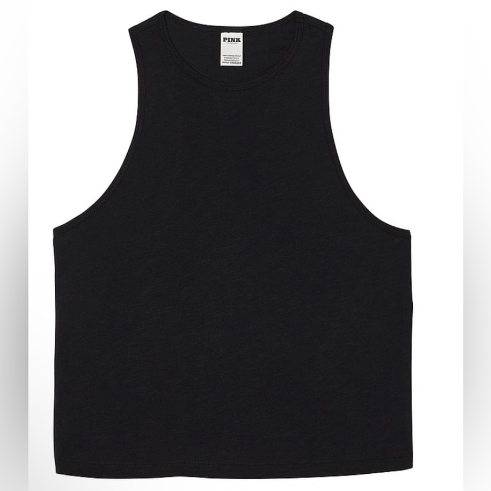 PINK by Victoria’s Secret Cotton Cropped Racerback Tank Top XL Black 🆕